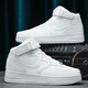 aj男鞋空軍一號高幫板鞋秋冬加絨白黑色學(xué)生低幫休閑運動(dòng)鞋男女鞋 高幫純白色 43