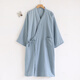 貓人（MiiOW）春夏薄款純棉浴袍男中長(cháng)款日式和風(fēng)睡袍開(kāi)衫浴衣汗蒸服大碼加肥 藍色純棉紗布袍 XL 195-230斤