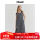 ELAND衣戀背心連衣裙女寬松U領(lǐng)條紋慵懶休閑裙子夏季新款 藏青色(59)Navy M 165