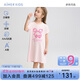 愛(ài)慕兒童家居服女童孩零碳蘭精莫代爾短袖睡裙接觸涼感睡衣櫻桃160