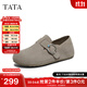 他她（TATA）加絨女鞋2025新款秋季勃肯鞋全包內增高時(shí)尚休閑鞋子 灰色 37