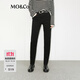 MO&Co.牛仔褲含山羊絨搖滾暗黑色中低腰九分修身小腳褲摩安珂 牛仔黑色 S 26