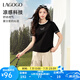 lagogo瞬間涼感撞色星空短袖T恤女拉谷谷2025年夏季新款圓領(lǐng)上衣 黑白 L