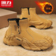 回力男鞋馬丁靴2025秋冬季新款男士加絨保暖雪地棉靴子 黃色(加絨) 42