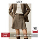 LILY2025秋新款女裝復古肌理感休閑壓褶百褶裙A字高腰短裙半身裙 732巧克力色 L
