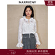MAXRIENY【商場(chǎng)同款】浪漫宮廷復古感荷葉邊領(lǐng)提花上衣喇叭袖襯衫 本白 M 02/36