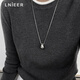 Lnieer銀色水滴長(cháng)款吊墜鈦鋼項鏈女秋冬高級感不掉色長(cháng)款毛衣鏈裝飾配飾 水滴項鏈