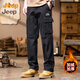 JEEP吉普加絨加厚高端純棉工裝褲男2025秋冬新款直筒休閑褲男褲子男款