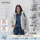 Calvin KleinJeans【防風(fēng)防水】秋冬男女情侶ck耐磨滿(mǎn)印立領(lǐng)90絨面包服羽絨服 YBI-牛乳白 M