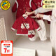 G.duck小黃鴨男女寶寶周歲禮服中國風(fēng)漢服嬰兒套裝滿(mǎn)月百天宴抓周衣服裝 紅色 80 尺碼7-11月(建議寶寶75-85cm)cm