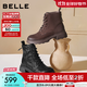 百麗（Belle）復古羊皮馬丁靴女2025冬新商場(chǎng)同款方跟休閑短靴E5S2DDD5 黑色 37