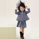 允兒媽女童法式小眾格子外套半身裙套裝寶寶洋氣上衣兒童時(shí)尚半裙 藍白格外套 現貨 120