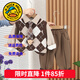 G.duck童裝男童套裝秋冬季新款男寶寶衣服兒童加絨加厚紳士風(fēng)馬甲三件套 咖啡色 110尺碼4~5歲【100-110cm】