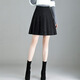 時(shí)尚小個(gè)子百褶短裙女2025冬季新款氣質(zhì)高腰顯瘦毛呢A字半身裙潮 黑色 M