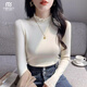 莫代爾半高領(lǐng)針織打底衫毛衣女蕾絲花邊內搭上衣2025新款修身打底 杏色