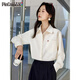 品彩（PinCai）長(cháng)袖襯衫女職場(chǎng)穿搭襯衣口袋刺繡設計感休閑通勤上衣P143C2016
