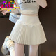 EPET張元英同款白色百葉半身裙女夏季新款風(fēng)琴百褶裙甜美高腰a字短裙 白色-西裝料 蝴蝶結 M 95-105斤