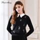 pinkmary粉紅瑪琍針織衫女2025春秋舒適長(cháng)袖套頭衫PMAOW8028 黑色 M