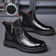 普步仕品牌真皮馬丁靴男2025新款厚底防臭工裝靴加絨高幫男士透氣靴子男 黑色 41