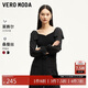 VEROMODA針織衫秋季新款蝴蝶結飄帶雪紡袖拼接荷葉邊33098