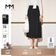 麥檬MM商場(chǎng)同款2023年新款秋黑色高腰壓褶顯瘦半身裙女5E7241461 黑色 S