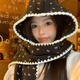 小電兜 XELECPOCKET蝴蝶結印花圍巾帽子一體2025秋冬季韓版保暖圍脖百搭連帽圍巾潮 黑色 M(56-58cm)