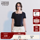 Teenie Weenie【送項鏈】小熊女夏季方領(lǐng)氣質(zhì)時(shí)髦針織短袖正肩T恤 藏青色 M (165)