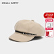 CHALL KITTY女士貝雷帽秋冬季復古八角報童帽蓓蕾帽海軍帽子時(shí)尚洋氣2026新款 米白色-高端品牌禮盒裝高級感