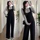 衣百壹孕婦裝套裝秋季新款孕婦褲背帶褲連體褲+長(cháng)袖上衣兩件套春秋款 單件 黑色背帶褲 L