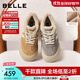 百麗（Belle）撞色厚底板鞋女2025冬新商場(chǎng)同款高幫大頭休閑鞋E6X1DDM5預售 棕色-毛里 37