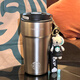 星巴克杯子高顏值銀灰色不銹鋼水杯保溫杯吸管杯保溫杯車(chē)載咖啡杯 500ml單杯＋掛墜