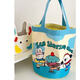 帆布水桶包可愛(ài)涂鴉童趣插畫(huà)手提圓桶媽咪手拿包便當袋上班小拎包 三只滑冰 一包一故事