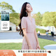 香影（xiangying）粉色v領(lǐng)連衣裙女2025夏季新款肌理感法式甜美收腰泡泡袖裙子 粉紅 M