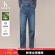 哈吉斯（HAZZYS）女裝 秋季女士高腰時(shí)尚活力簡(jiǎn)約休閑水洗牛仔褲女 深藍色DL 40 (160/72A 40)