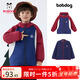 巴布豆兒童外套上衣秋冬裝男女童防水保暖上衣兩件套外穿抗靜電 紅色袖外套+藏青搖粒絨內膽 均碼 110cm