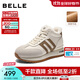 百麗（Belle）復古跑道高幫鞋女2025冬新商場(chǎng)同款厚底加絨休閑鞋E6Q1DDD5預售 米色-厚絨 36