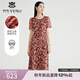 MY TENO春夏新款咖色印花刺繡連衣裙收腰長(cháng)裙度假風(fēng)氣質(zhì)時(shí)尚 咖色 L