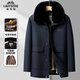 老爺車(chē)中老年棉服男冬季商務(wù)休閑爸爸裝加絨保暖可脫卸中長(cháng)款大毛領(lǐng)棉衣