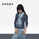ERDOS 25秋冬羊絨單層水紋裝飾流蘇保暖女圍巾披肩 瑪瑙灰 170cmX35cm