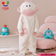 巧佳媞丑魚(yú)睡衣 兒童秋冬加厚長(cháng)款睡袍卡通大嘴魚(yú)搞怪大童連冬天家居服 【優(yōu)質(zhì)加厚加絨】白色兒童連體 均碼 S(身高155-160）