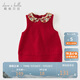 戴維貝拉【商場(chǎng)同款】?jì)和承娜骨镅b女童連衣裙紅色裙子