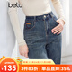 百圖（betu）女裝2025年冬季新款牛仔褲高腰顯瘦潮流直筒長(cháng)褲褲子女2510T84 牛仔色 L
