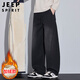 JEEP SPIRIT吉普牛仔褲男加絨直筒休閑褲子男士冬季美式寬松闊腿加厚保暖長(cháng)褲