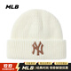 MLB毛線(xiàn)帽女秋冬季百搭針織帽韓國NY刺繡保暖LA男女同款帽子 毛線(xiàn)白 毛線(xiàn)中標白金NY