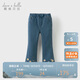 戴維貝拉（DAVE＆BELLA）兒童褲子女童牛仔褲中大童秋冬加絨長(cháng)褲微喇褲
