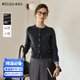 Olrain歐芮兒通勤百搭撞色拼接假兩件毛織開(kāi)衫女秋季2025新款上衣 深灰色 L