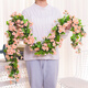 木丁丁仿真玫瑰塑料花藤裝飾花假花婚慶綠植裝飾空調(diào)管道布置纏繞遮擋 粉色