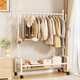 妙立掛衣架落地特粗臥室晾衣架衣帽架家用可移動(dòng)宿舍晾衣架多功能簡(jiǎn)易 爆款沖量丨60象牙白-單層網(wǎng)籃+萬(wàn)向輪*4