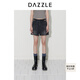 DAZZLE地素 牛仔褲2024秋季新款女裝毛邊磨白腰部鏤空設計感短褲 黑色 S