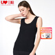 三槍薄款純棉打底無(wú)袖衫透氣羅紋棉質(zhì)柔軟蕾絲花邊圓領(lǐng)休閑女背心 正黑 XL